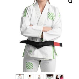 White and Green Women's Jiu-Jitsu Gi